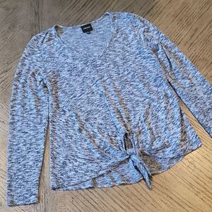 Gray and white cozy v neck sweater top size S